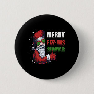 Merry Rizz Mas Sigmas Funny Gen- Alpha X-mas Santa 6 Cm Round Badge