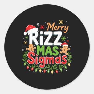 Merry Rizz Mas Sigmas Funny Gen Alpha X-mas Santa  Classic Round Sticker