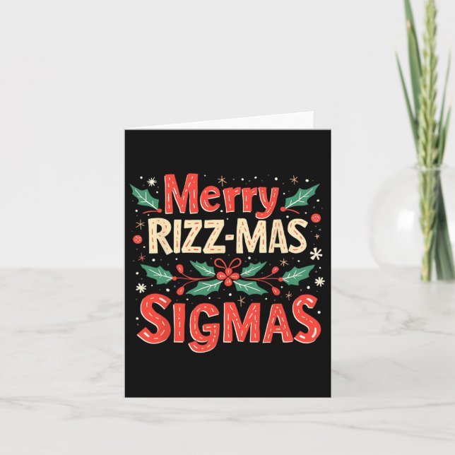 Merry Rizz Mas Sigmas Funny Gen Alpha Xmas Santa C Card (Front)