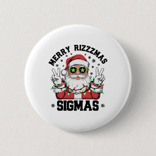 Merry Rizz Mas Sigmas Funny Santa Claus Christmas  6 Cm Round Badge
