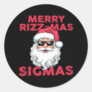 Merry Rizz Mas Sigmas Funny Santa Claus Christmas Classic Round Sticker