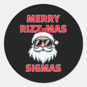 Merry Rizz Mas Sigmas Funny Santa Claus Christmas Classic Round Sticker
