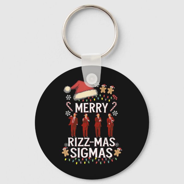 Merry Rizz Mas Sigmas Gen Alpha Trump Christmas Pj Key Ring (Front)