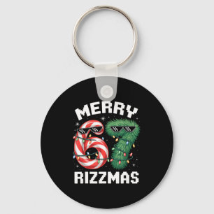Merry Rizzmas 67 Candy Cane Tree Sungles Funny  Key Ring