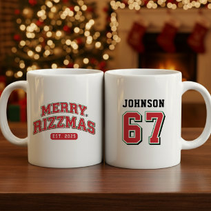 Merry Rizzmas Athletic Sports Jersey Christmas Coffee Mug