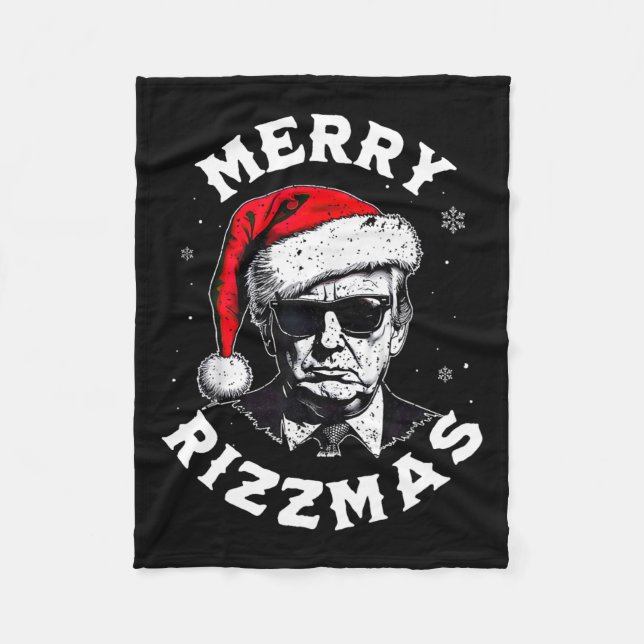 Merry Rizzmas Christmas Funny Trump Santa Claus Xm Fleece Blanket (Front)