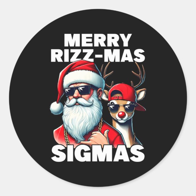 Merry Rizzmas Sigmas Gen Alpha Funny Christmas San Classic Round Sticker (Front)