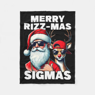 Merry Rizzmas Sigmas Gen Alpha Funny Christmas San Fleece Blanket