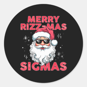 Merry Rizzmas Sigmas Kids Teens School Xmas Santa  Classic Round Sticker
