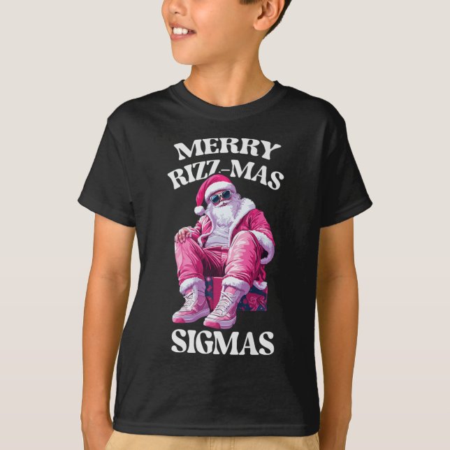 Merry Rizzmas Sigmas Santa Rizzler Youth Kids Teen T-Shirt (Front)