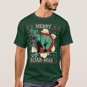 Merry Roar Mas for Christmas or Xmas with a Dinosa T-Shirt