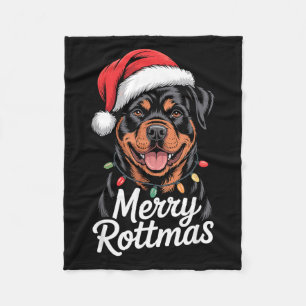 Merry Rottmas Rottweiler Holiday Humor Dog Lovers Fleece Blanket
