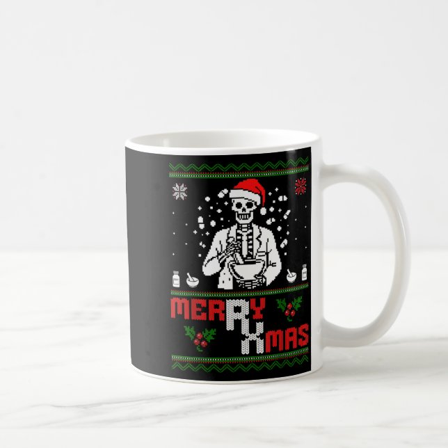 Merry Rx Mas Skeleton Pharmacist Pharmacy Tech Ugl Coffee Mug (Right)