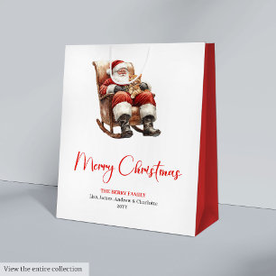 Merry Santa Claus Custom Editable Christmas Wrapp Medium Gift Bag