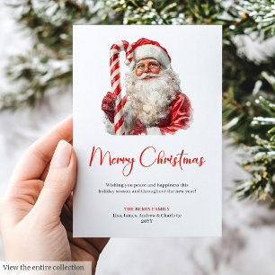 Merry Santa Claus Rustic Custom Editable Holiday  Card