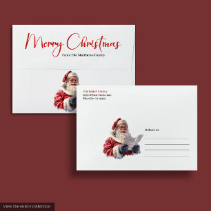 Merry Santa Claus Rustic Custom Name Editable Xmas Envelope