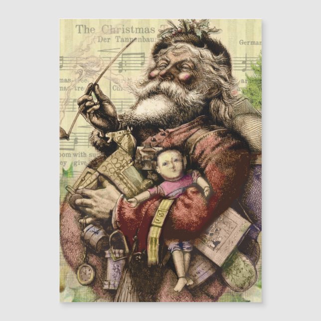 Merry Santa Claus Tree Classic Illustration (Front)