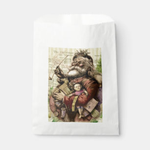 Merry Santa Claus Tree Classic Illustration Favour Bags