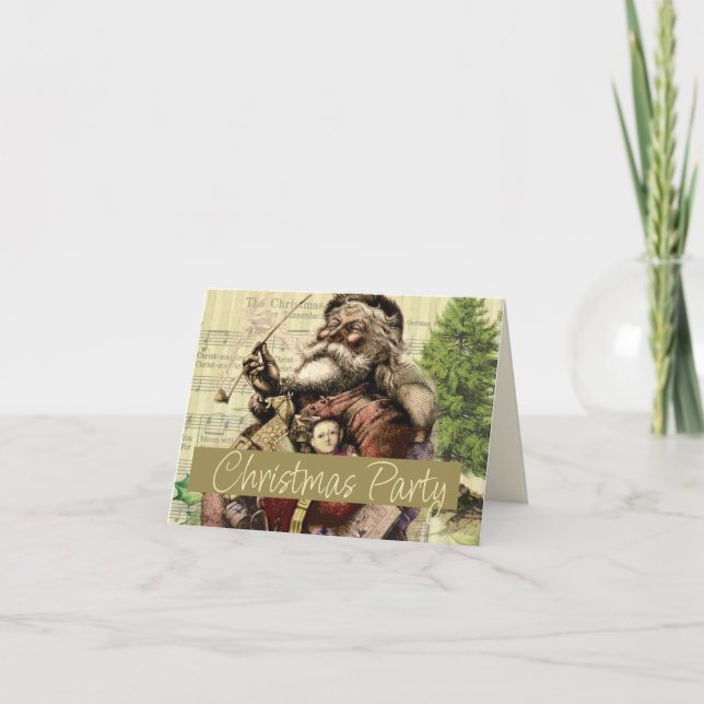 Merry Santa Claus Tree Classic Illustration Invitation (Front)