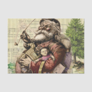 Merry Santa Claus Tree Classic Illustration Tissue Paper