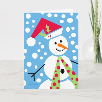 Merry Santa Hat Snowman Greeting card