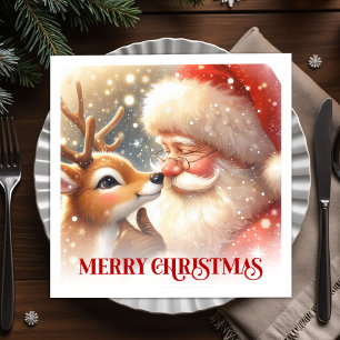 Merry Santa Rudolph Festive Christmas Napkins 