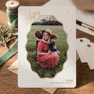Merry Scallop Frame Holiday Photo Card