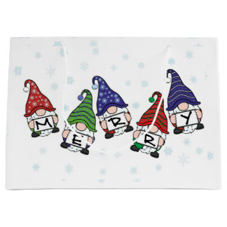 Merry Scattered Gnomes Large Gift Bag