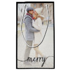 Merry Script Custom Photo Gift Bag / Black