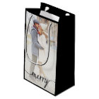 Merry Script Custom Photo Gift Bag / Black
