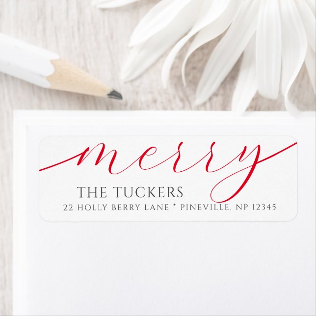 MERRY Script Festive Christmas Return Address (Insitu)