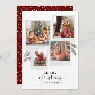 Merry Script Photo Collage Christmas Collage Holiday Card