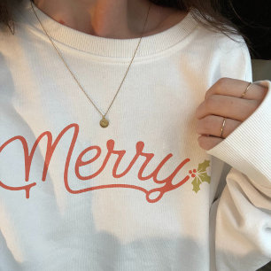 Merry Script Typography Minimalist Christmas  Sweatshirt