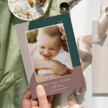 Merry Shades | Vertical Photo Rose Gold<br><div class="desc">A chic and elegant holiday card design featuring a single vertical or portrait-orientated photo on a background of organic shapes in soft shades of spruce green and clay, and bordered in luxe rose gold foil. Personalise with your family name and custom greeting beneath for the perfect finishing touch to these...</div>