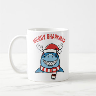 Merry Sharkmas Funny Christmas Shark Coffee Mug