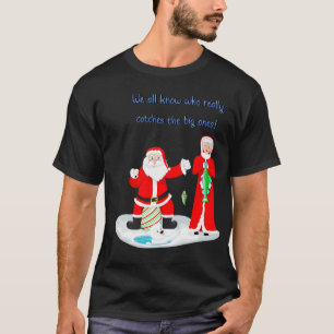 Merry Sharkmas Funny Shark Santa Claus Candy Cane T-Shirt