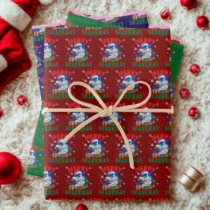 Merry Sharkmas Santa Shark Lover Christmas Wrapping Paper Sheet