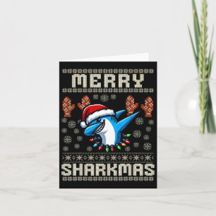 Merry Sharkmas Shark Christma Ugly Xmas Kids Shark Card
