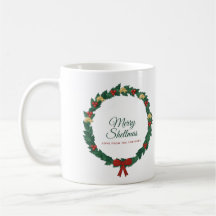 Merry Shellmas Tortoise Christmas Mug, Holly Wreat