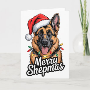 Merry Shepmas German Shepherd Christmas Lights Hum Card