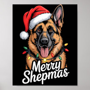 Merry Shepmas German Shepherd Christmas Lights Hum Poster
