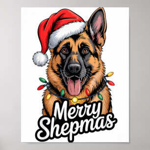Merry Shepmas German Shepherd Christmas Lights Hum Poster