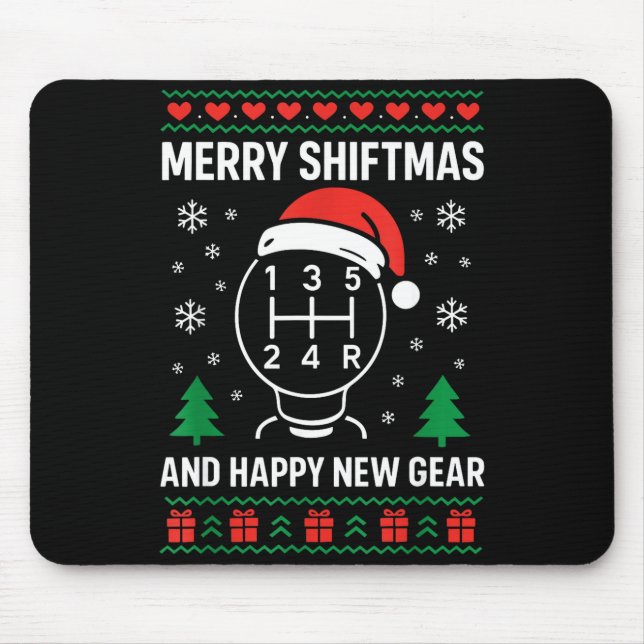 Merry Shiftmas And Happy New Manual Driver Christm Mouse Pad (Front)