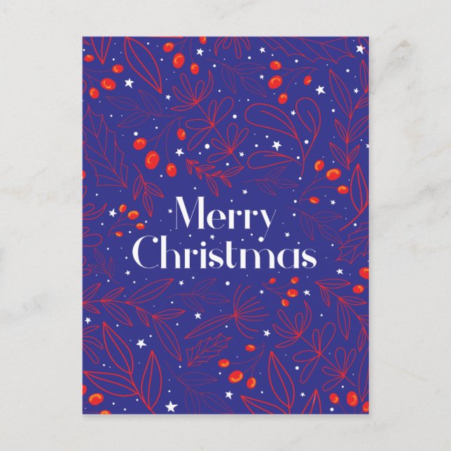Merry Shinny Elegant Royal Blue Christmas Card (Front)