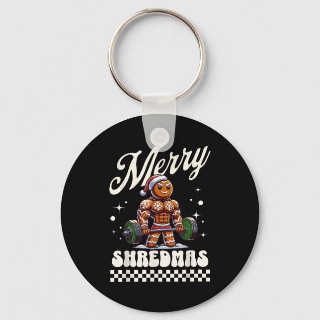 Merry Shredmas Christmas Gym Gingerbread Workout M Key Ring (Front)