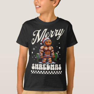 Merry Shredmas Christmas Gym Gingerbread Workout M T-Shirt