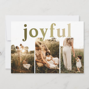 Merry Simple 3 Photo Joyful Holiday Card