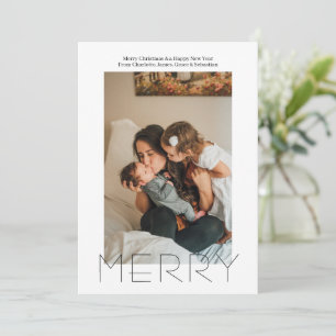 Merry Simple Elegant Personalised Christmas Holiday Card