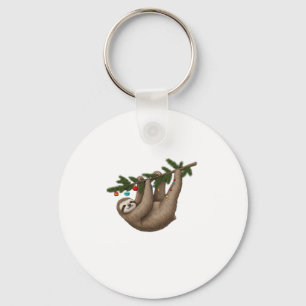 Merry Sloth on Christmas Tree Branch with Ornament Key Ring