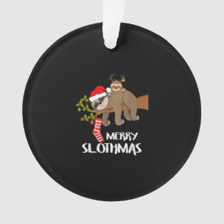 Merry Sloth Santa Hat Lovers Christmas Ornament